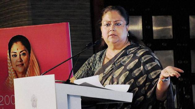 Rajasthan CM Vasundhara Raje said massive increase in capital expenditure would lead towards infra growth and, in turn, create more jobs for the youth.(PTI File)