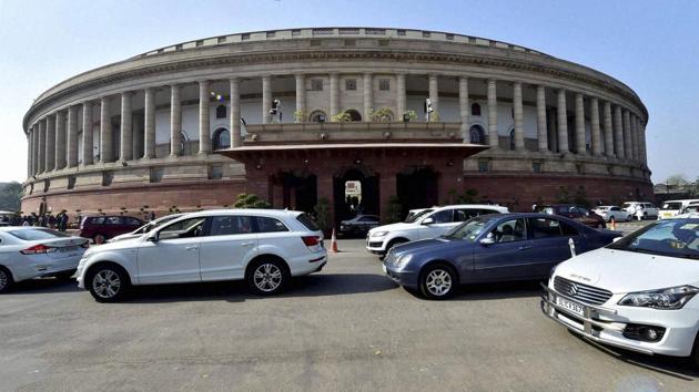 MP's cars at Parliament house in New Delhi. Upon the death of a sitting member, the house concerned is usually adjourned for the day after obituary references.(PTI)