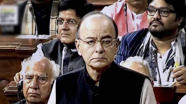Finance minister Arun Jaitley tables the Union Budget for 2017-18 in the Parliament in New Delhi on Wednesday.(PTI photo)