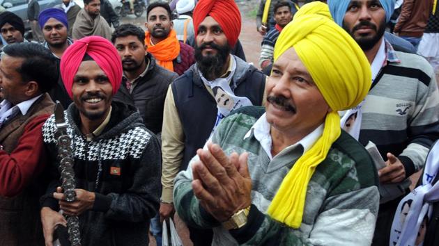 Arjuna Awardee wrestler Kartar Singh is contesting on AAP ticket from Tarn Taran assembly constituency. (Anil Dayal/HT)