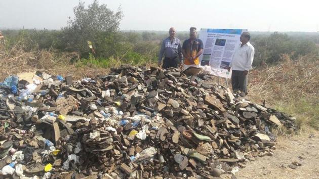 The 5,000kg of waste from the clean-up on Thursday. (HT) The 5,000kg of waste from the clean-up on Thursday. (HT)