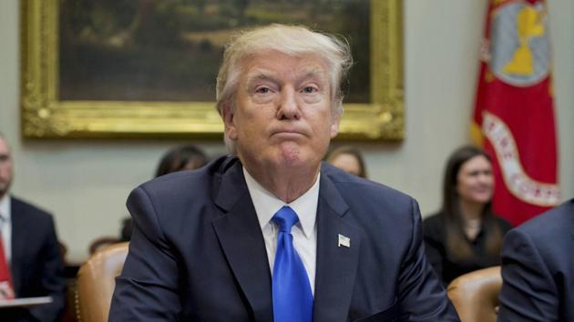 US President Donald Trump pauses during a meeting in the Roosevelt Room of the White House in Washington. (AP Photo) US President Donald Trump pauses during a meeting in the Roosevelt Room of the White House in Washington. (AP Photo)