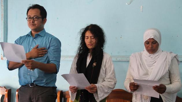 Activist Irom Sharmila ended her 16-year-long fasting agitation on August 9 last year to fight for rights contesting elections. (leivon Jimmy/HT Photo) Activist Irom Sharmila ended her 16-year-long fasting agitation on August 9 last year to fight for rights contesting elections. (leivon Jimmy/HT Photo)