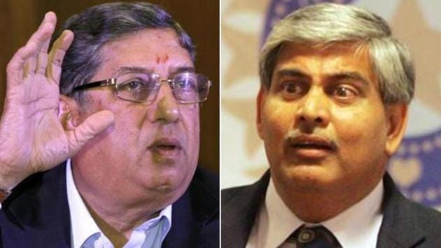 N Srinivasan-backed officials may hamper president Shashank Manohar’s financial plans at the ICC.(HT Photo)