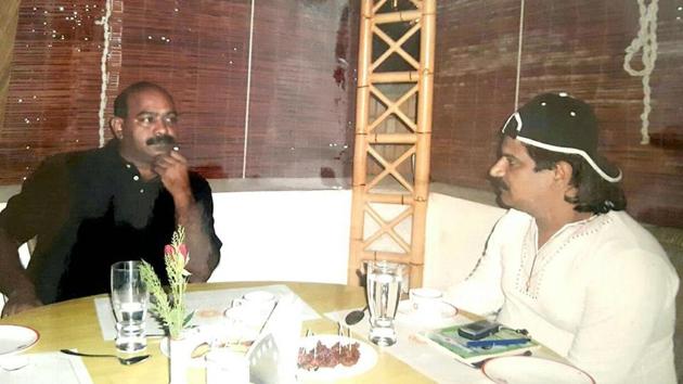 Maddipati Srinivas Rao, currently an additional superintendent of police with the Crime Investigation Department (CID), drinking with Nayeem. (HT Photo) Maddipati Srinivas Rao, currently an additional superintendent of police with the Crime Investigation Department (CID), drinking with Nayeem. (HT Photo)