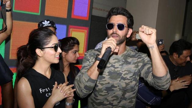 Hrithik Roshan and Yami Gautam at Mithibhai College Festival in Mumbai. (IANS) Hrithik Roshan and Yami Gautam at Mithibhai College Festival in Mumbai. (IANS)