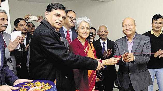 Dr Ajit Sharan, the secretary of the ministry of AYUSH and Dr Saumya Swaminathan, the secretary of the Department of Health Research at National Institute of Cancer Prevention Research (NICPR) inaugurated the facility on Friday. (Sunil Ghosh/HT) Dr Ajit Sharan, the secretary of the ministry of AYUSH and Dr Saumya Swaminathan, the secretary of the Department of Health Research at National Institute of Cancer Prevention Research (NICPR) inaugurated the facility on Friday. (Sunil Ghosh/HT)