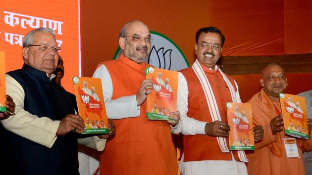 BJP national president Amit Shah releases the party's manifesto for the UP assembly election in Lucknow. (Ashok Dutta/HT File photo) BJP national president Amit Shah releases the party's manifesto for the UP assembly election in Lucknow. (Ashok Dutta/HT File photo)