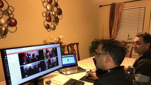 NRIs in Seattle watching the elections back home in Punjab. (HT Photo) NRIs in Seattle watching the elections back home in Punjab. (HT Photo)