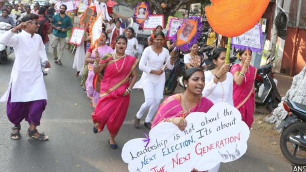 People participate in a voters’ awareness campaign ahead of Goa assembly polls in Panaji. Our examination of party manifestos in the state’s first three-cornered election provides an insight into the intensity of the battle.(IANS Photo)