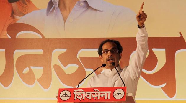Shiv Sena president Uddhav Thackeray addressing the BMC election 2017 rally at Chira Bazaar in Mumbai on Saturday. (Bhushan Koyande/HT Photo) Shiv Sena president Uddhav Thackeray addressing the BMC election 2017 rally at Chira Bazaar in Mumbai on Saturday. (Bhushan Koyande/HT Photo)