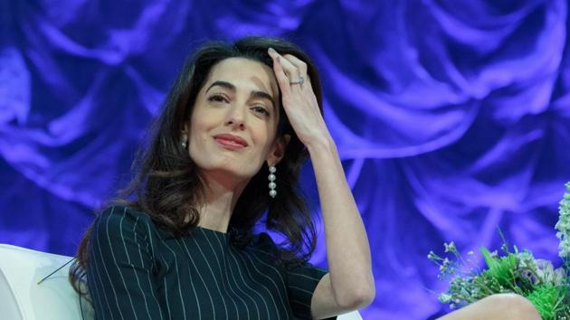 British human rights lawyer Amal Clooney speaks during the Texas Conference for Women held at the Austin Convention Centre.(AFP) British human rights lawyer Amal Clooney speaks during the Texas Conference for Women held at the Austin Convention Centre.(AFP)