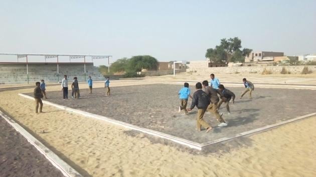 The stadium, constructed at Somesara village in Baitu block of Barmer district at a cost of ₹27.29 lakh, has facilities for basketball, volleyball, kho-kho and athletics. (HT Photo) The stadium, constructed at Somesara village in Baitu block of Barmer district at a cost of ₹27.29 lakh, has facilities for basketball, volleyball, kho-kho and athletics. (HT Photo)
