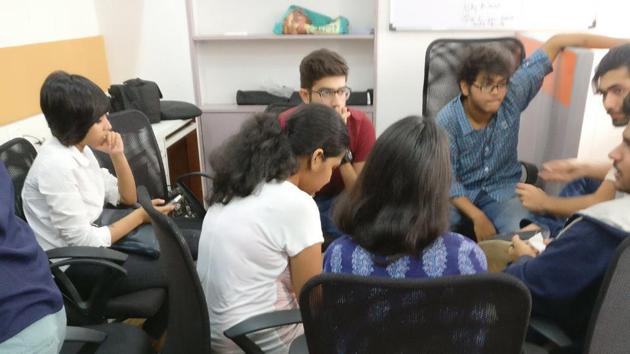 The group during one of their meetings to discuss the details of the digital campaign. (HT Photo) The group during one of their meetings to discuss the details of the digital campaign. (HT Photo)