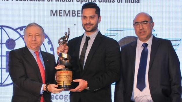 Gaurav Gill received the “motorsports person of the year award” at the Motor Sports Club of India (FMSCI) award function.(FMSCI)