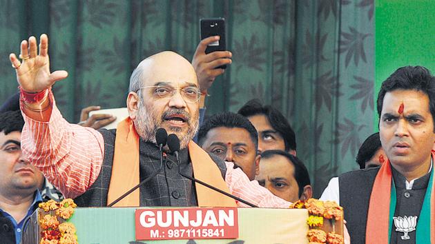 Shah announced that the BJP, when it is voted to power, will come down on slaughterhouses from Day 1.(Sunil Ghosh/HT) Shah announced that the BJP, when it is voted to power, will come down on slaughterhouses from Day 1.(Sunil Ghosh/HT)