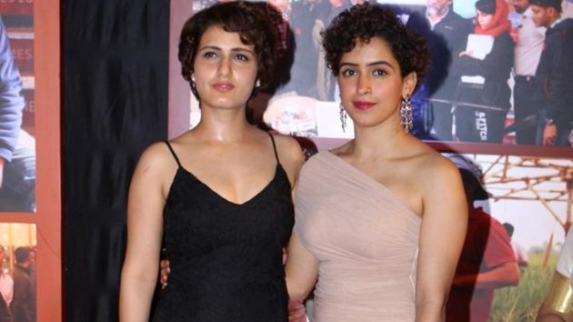 Actors Fatima Sana Shaikh and Sanya Malhotra, who play Geeta and Babita Phogat in Dangal, arrive for its success party. (IANS)