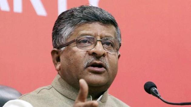 Union law minister Ravi Shankar Prasad(PTI File)