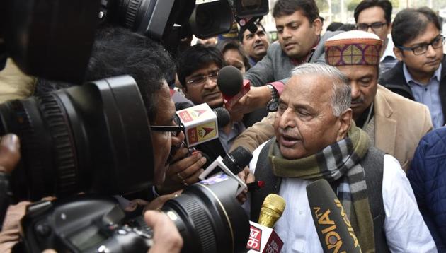 Samajwadi Party leader Mulayam Singh Yadav on the opening day of the budget session of Parliament, in New Delhi.(Arvind Yadav/HT FILE PHOTO)