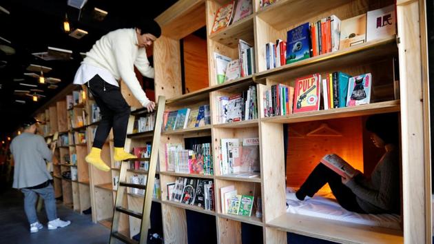 Cabins inside Book And Bed, a bookshop-themed capsule hotel, in Tokyo, Japan.(REUTERS/Toru Hanai) Cabins inside Book And Bed, a bookshop-themed capsule hotel, in Tokyo, Japan.(REUTERS/Toru Hanai)