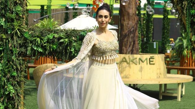Karisma Kapoor in a dress by designer Arpita Mehta during a press conference at the Lakme Fashion Week. (IANS) Karisma Kapoor in a dress by designer Arpita Mehta during a press conference at the Lakme Fashion Week. (IANS)