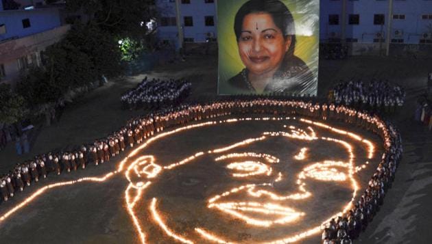 A candle light ceremony held by the school children in memory of late Tamil Nadu CM Jayalalithaa, in Chennai. (Vanne Srinivasulu/ HT File Photo) A candle light ceremony held by the school children in memory of late Tamil Nadu CM Jayalalithaa, in Chennai. (Vanne Srinivasulu/ HT File Photo)