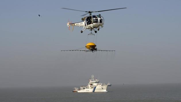 Indian Coast Guard personnel take part in a response exercise in the Gulf of Kutch region in Gujarat.(AFP/ Representative photo)