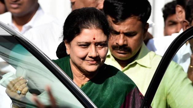 AIADMK general secretary VK Sasikala is to take oath as Tamil Nadu CM in Chennai on Tuesday.(PTI file photo)