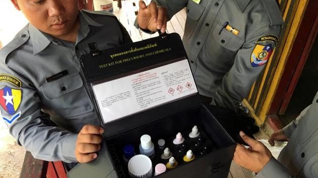 File photo of police in Myanmar's Tamu district showing a test kit used to identify pseudoephedrine, the main ingredient for the highly addictive drug methamphetamine, or "meth". (Reuters) File photo of police in Myanmar's Tamu district showing a test kit used to identify pseudoephedrine, the main ingredient for the highly addictive drug methamphetamine, or "meth". (Reuters)