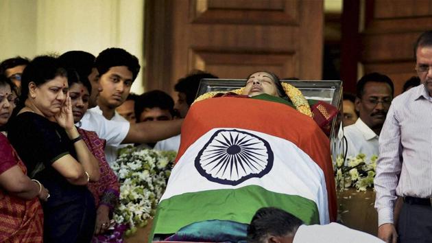 Former Tamil Nadu chief minister J Jayalalithaa died in Chennai on December 5, 2016.(PTI File Photo)