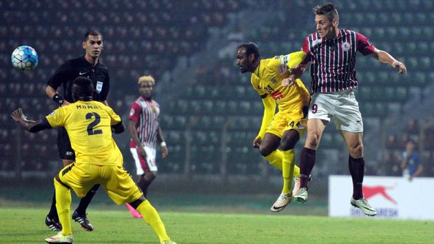 Action during Mohun Bagan’s AFC Cup qualifier against Colombo FC at Rabindra Sarobar Stadium in Kolkata on Tuesday.(Subhankar Chakraborty/HT PHOTO) Action during Mohun Bagan’s AFC Cup qualifier against Colombo FC at Rabindra Sarobar Stadium in Kolkata on Tuesday.(Subhankar Chakraborty/HT PHOTO)