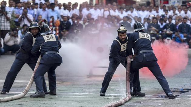The competition tests the skills of the officers and men within a time limit. (Kunal Patil/Ht photo)