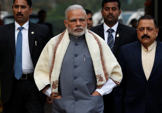 Prime Minister Narendra Modi walks to speak with the media as he arrives at the parliament house to attend the first day of the budget session. (REUTERS) Prime Minister Narendra Modi walks to speak with the media as he arrives at the parliament house to attend the first day of the budget session. (REUTERS)