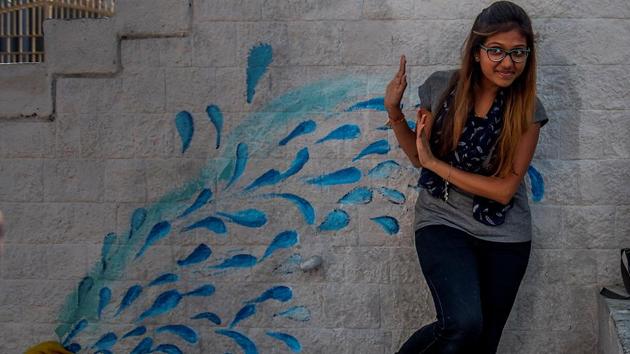 This wall art  at Rampart Row springs a surprise. (Satish Bate/HT PHOTO) 