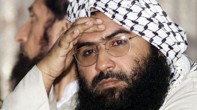 File photo of Jaish-e-Mohammed founder Masood Azhar at a pro-Taliban conference in Islamabad in August 2001.(Reuters)