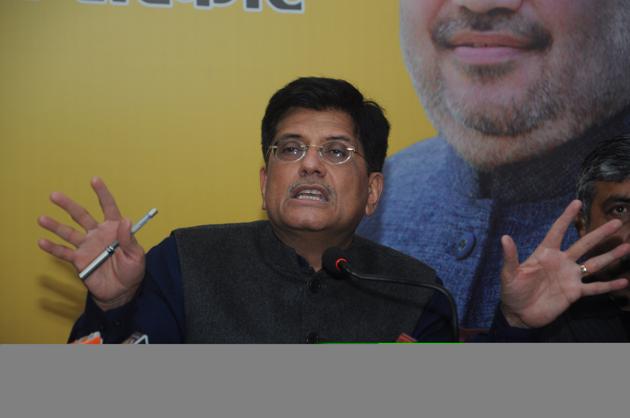 Union power minister Piyush Goyal addresses media in Dehradun on Tuesday. (Vinay Santosh Kumar/HT photo) Union power minister Piyush Goyal addresses media in Dehradun on Tuesday. (Vinay Santosh Kumar/HT photo)
