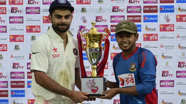 Live streaming of the India vs Bangladesh one-off Test in Hyderabad will be available online from Thursday. Catch Day 1 action live - where and when. India are batting after winning the toss.(AFP)