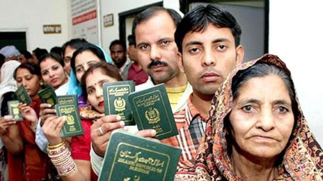 Minister of State for Home Affairs Kiren Rijiju on Wednesday said more than 1,200 Pakistani minority members have applied for Indian citizenship and more than 12,800 Pakistanis have applied for Long Term Visa.(HT File Photo)