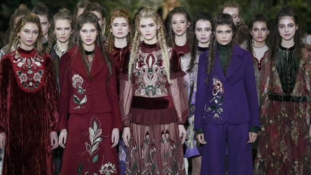 Models present creations by designer Iryna Dil during the fashion week. (Reuters ) Models present creations by designer Iryna Dil during the fashion week. (Reuters )