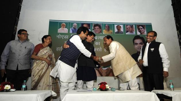 Piyush Goyal was speaking at a campaign event in favour of the party’s Noida candidate, Pankaj Singh, at Agarwal Samaj Dharamshala on Tuesday. (Sunil Ghosh/HT) Piyush Goyal was speaking at a campaign event in favour of the party’s Noida candidate, Pankaj Singh, at Agarwal Samaj Dharamshala on Tuesday. (Sunil Ghosh/HT)