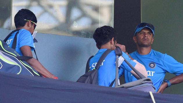 Rahul Dravid coaches the India Under-19 cricket team which is now playing England in a five-match one-day series in Mumbai.(PTI)