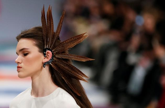 A model presents a creation by Ukrainian designer Katya Silchenko at the fashion week. (REUTERS) A model presents a creation by Ukrainian designer Katya Silchenko at the fashion week. (REUTERS)