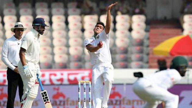 Taskin Ahmed in action for Bangladesh against India in Hyderabad. (BCCI)