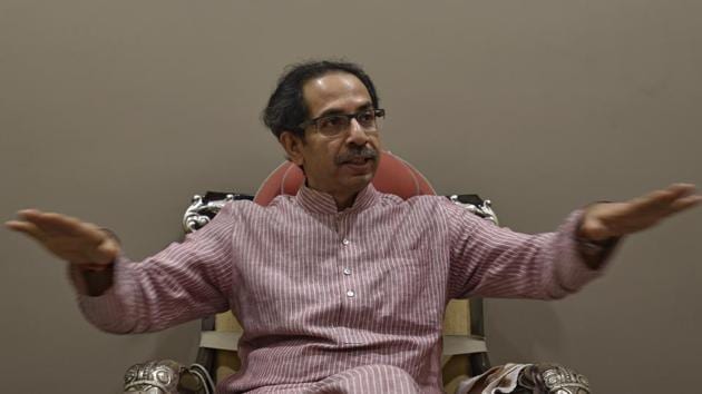 Shiv Sena chief Uddhav Thackeray at his residence, Matoshree, in Bandra on Wednesday.(Vijayanand Gupta/HT)