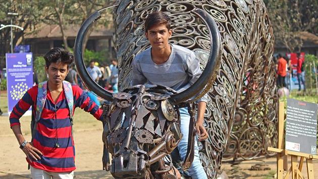 You don’t just take, but pose with the bull by the horns. (Satyabrata Tripathy/Hindustan Times) 