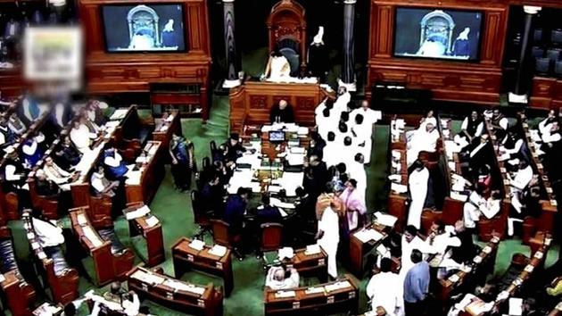 A view of the Lok Sabha on the last day of first part of the Budget Session in New Delhi on Thursday. (PTI photo) A view of the Lok Sabha on the last day of first part of the Budget Session in New Delhi on Thursday. (PTI photo)