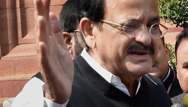 Union minister M Venkaiah Naidu had questioned the Congress’ decorum in the Rajya Sabha on Wednesday after they created a ruckus in response to Prime Minister Narendra Modi’s ‘raincoat’ jibe at Manmohan Singh.(PTI)