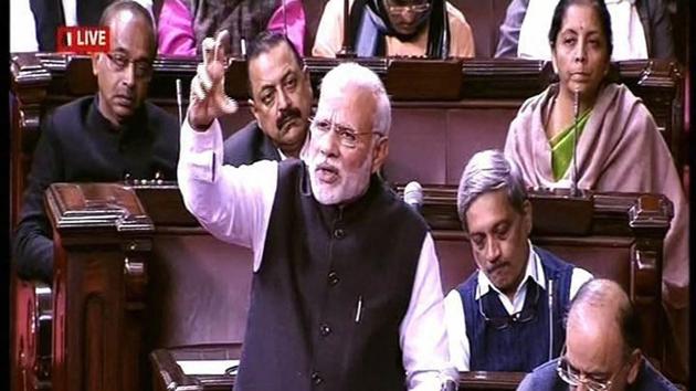 Prime Minister Narendra Modi speaks in the Rajya Sabha in New Delhi. (PTI Photo) Prime Minister Narendra Modi speaks in the Rajya Sabha in New Delhi. (PTI Photo)