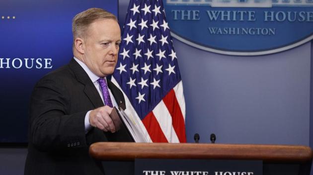 White House press secretary Sean Spicer arrives for the daily press briefing, on Feb 8, 2017, at the White House in Washington.(AP Photo) White House press secretary Sean Spicer arrives for the daily press briefing, on Feb 8, 2017, at the White House in Washington.(AP Photo)