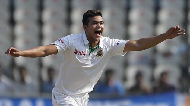 Bangladesh's Taskin Ahmed celebrates the dismissal of India's KL Rahul during the first day of the one-off Test in Hyderabad on Thursday.(AP) Bangladesh's Taskin Ahmed celebrates the dismissal of India's KL Rahul during the first day of the one-off Test in Hyderabad on Thursday.(AP)